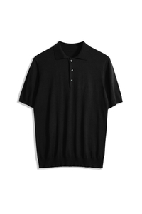 MEN'S SILK COTTON POLO WITH THREE MOTHER-OF-PEARL BUTTONS