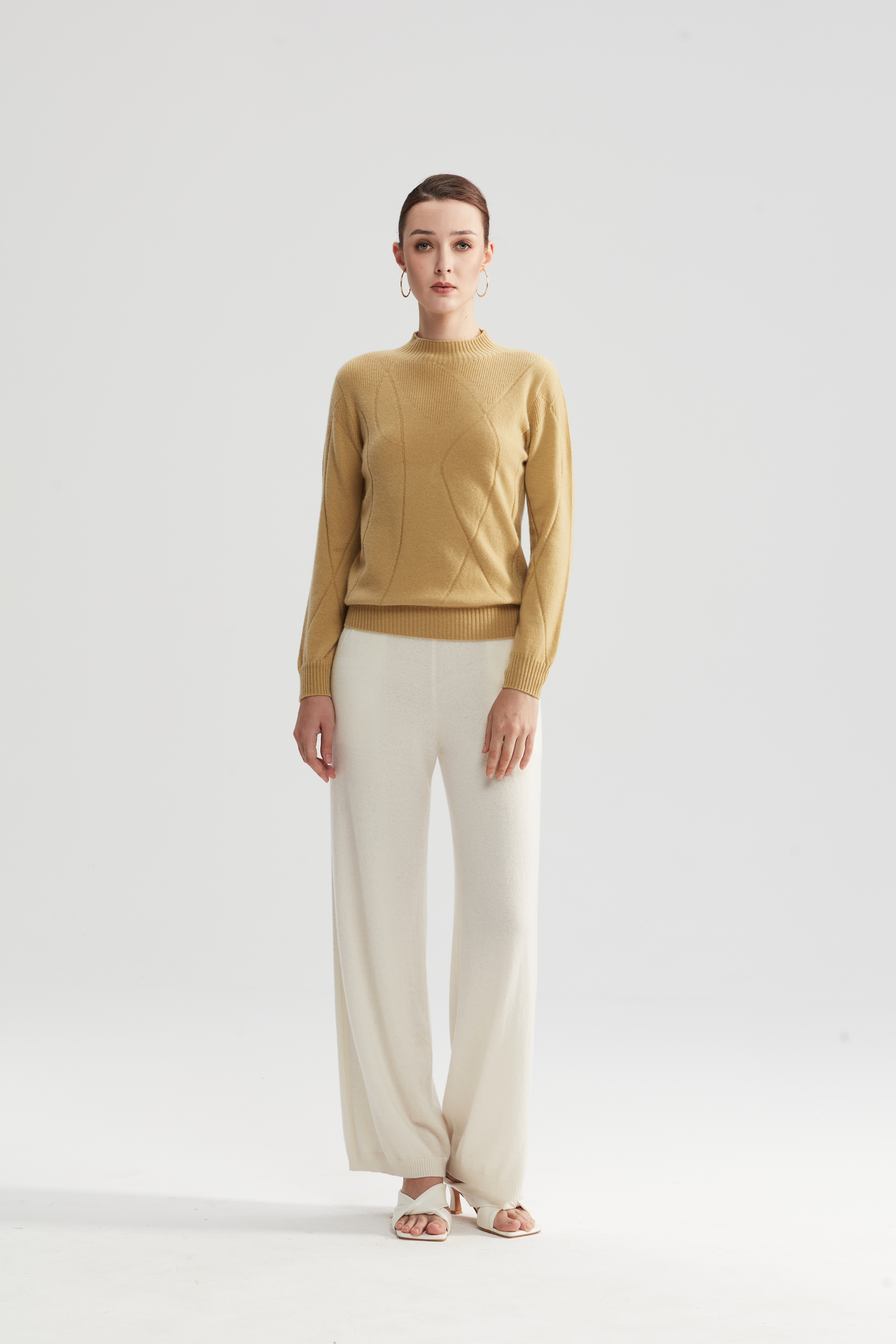 እንከን የለሽ 3D Knit Cashmere Sweater | ግራፊክ ጥለት OEM