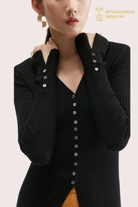 Vrhunska jopica RWS z V-izrezom iz volne in kašmirja | Trajnostne OEM pletenine