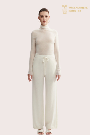 အမျိုးသမီးစစ်စစ် Cashmere Wide-Leg Pants | Luxury Knit Bottoms OEM ထုတ်လုပ်သူ