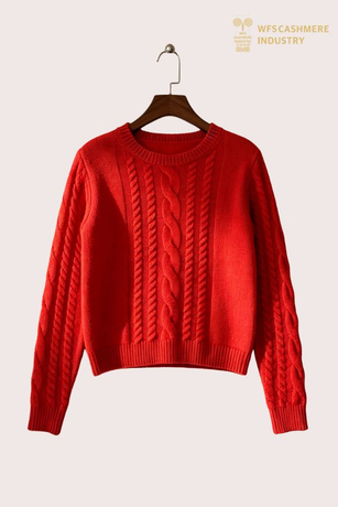 100% Cashmere Cable Knit Crew Neck Pullover၊ 7GG S2611
