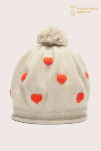 Premium Intarsia Heart Cashmere Pom-Pom Beanie | Αξεσουάρ OEM