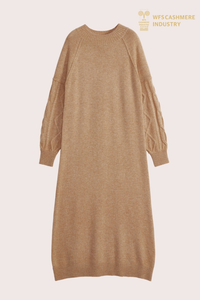 Ženska klasična kabelsko pletena obleka iz kašmirja | Proizvajalec luksuzne puloverske obleke OEM