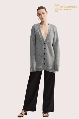ပရီမီယံ RWS သိုးမွှေးနှင့် Cashmere ပေါင်းစပ် V-Neck Cardigan | ရေရှည်တည်တံ့နိုင်သော OEM Knitwear