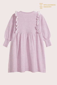 Kid's Premium Pink Cotton Cashmere Dress | Deliciae puellae Knitwear OEM Manufacturer