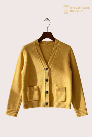 100 % kashmir cardigan med v-hals knap med to lommer, 5GG LDPC01