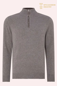 Pullover Campuran Kasmir Bulu 1/4 Zip Premium Lelaki
