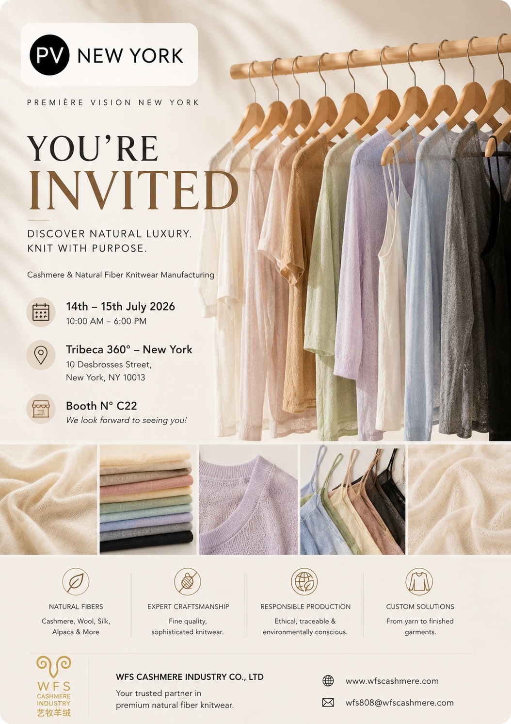 WFS Cashmere kommer til New York — M&oslash;d os til Premi&egrave;re Vision New York 2026